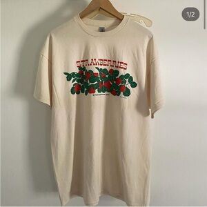 Liberty Graphics Strawberry T Shirt Unbleached Cotton Top Tee Milton 1975 XL